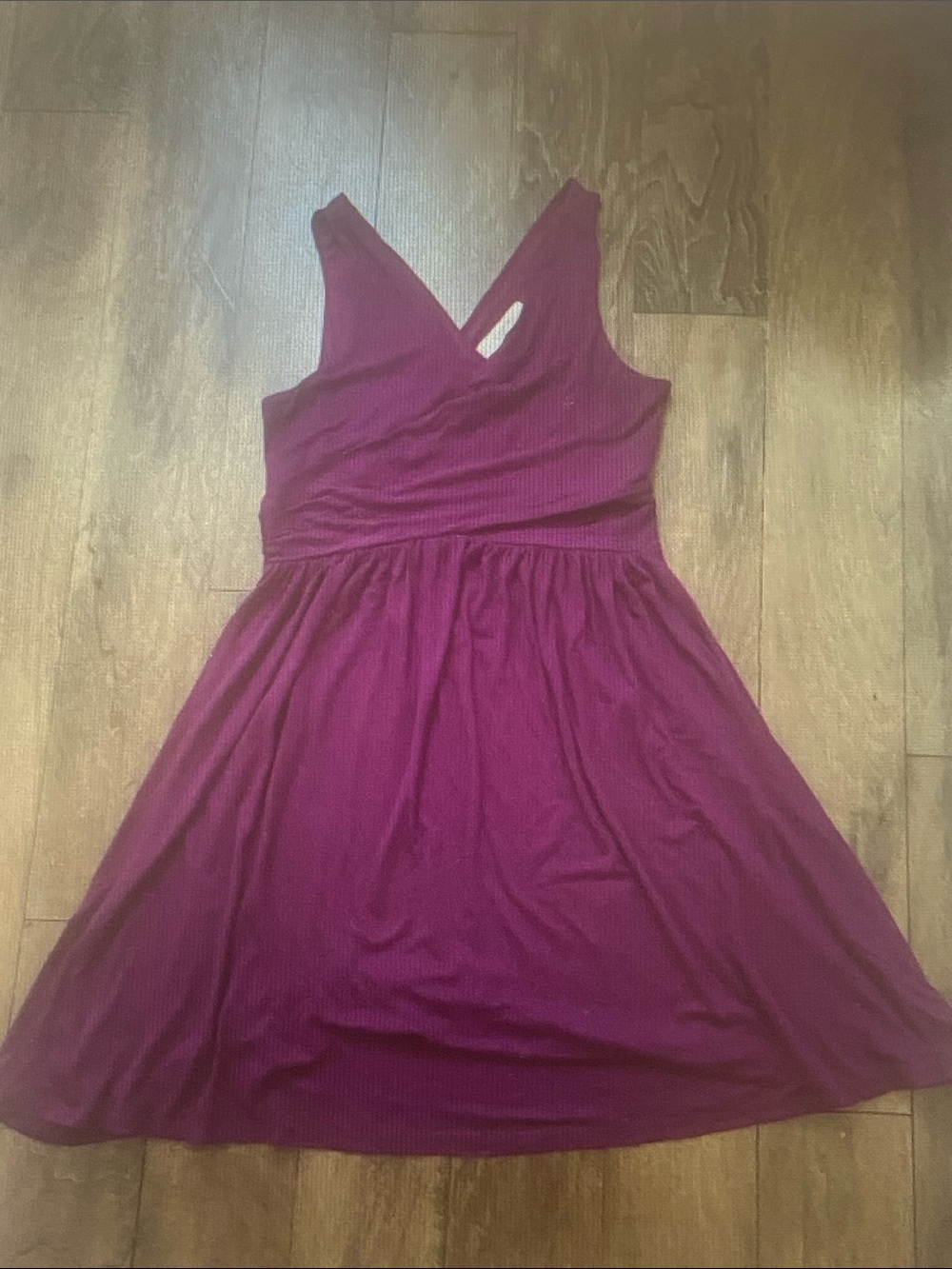 LOFT One-Shoulder Deep Berry Fit-and-Flare Dress